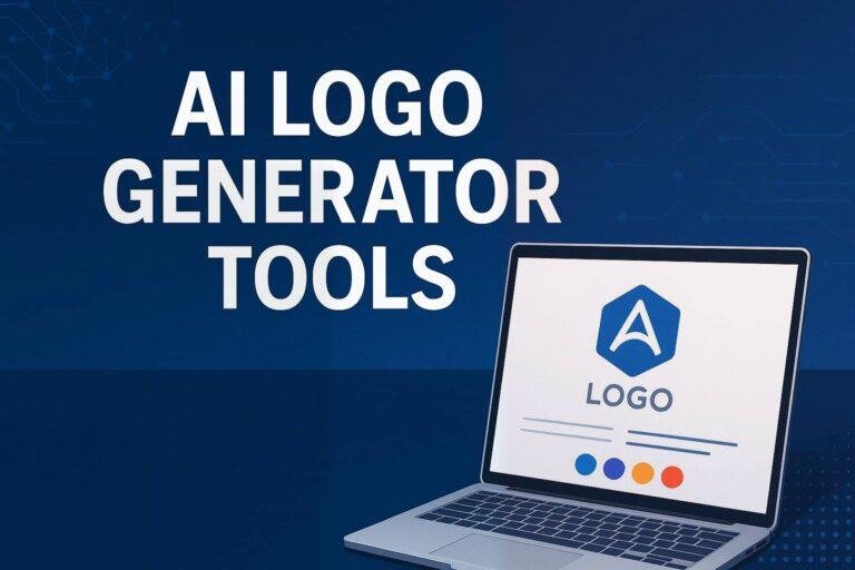 Futuristic interface showcasing AI logo generator on a digital screen