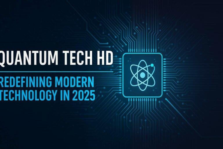 Futuristic illustration showcasing Quantum Tech HD in 2025 with a glowing quantum chip and digital circuitry background